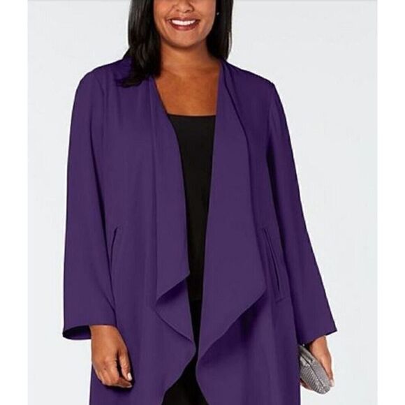 NINE WEST Womens Purple Ruffled Open Cardigan Jacket Size Small - Picture 2 of 8